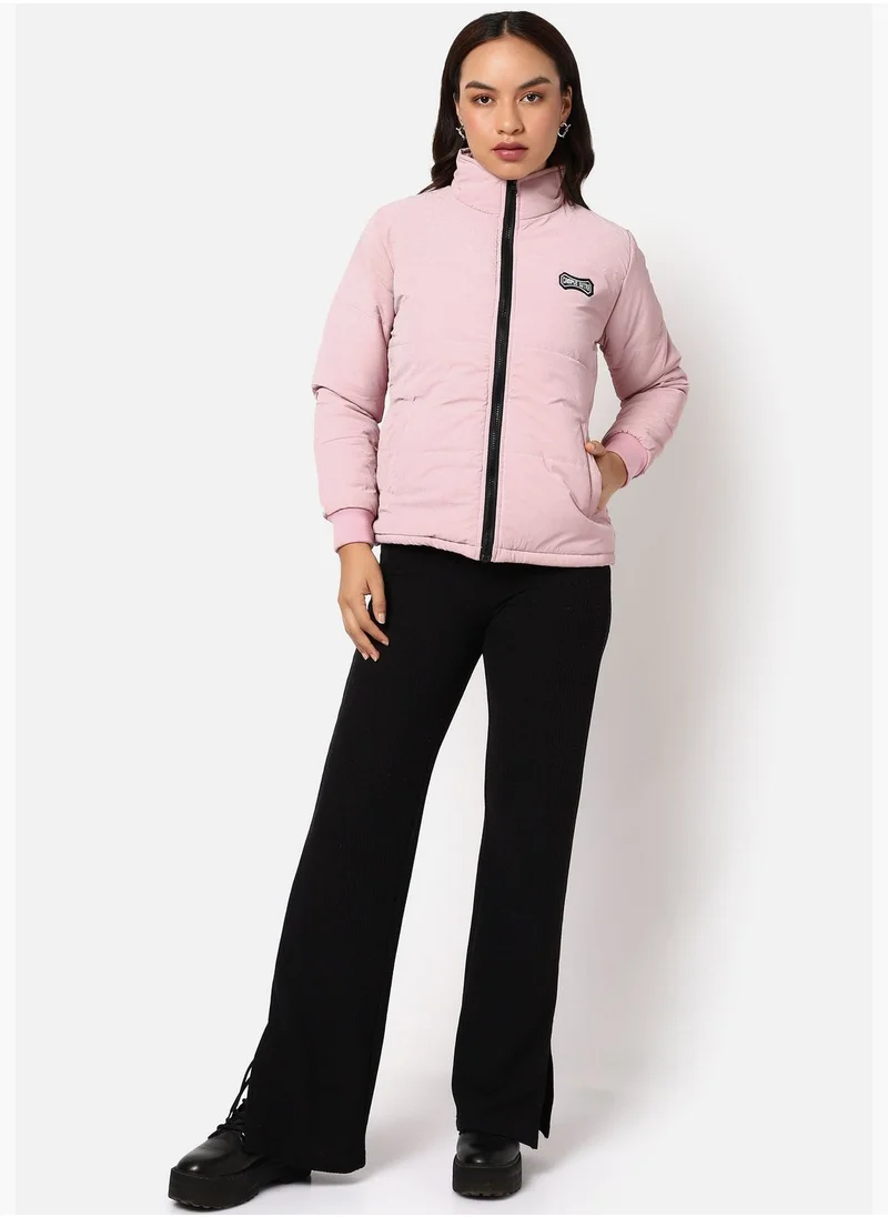 Campus Sutra High Neck Quilted Jacket