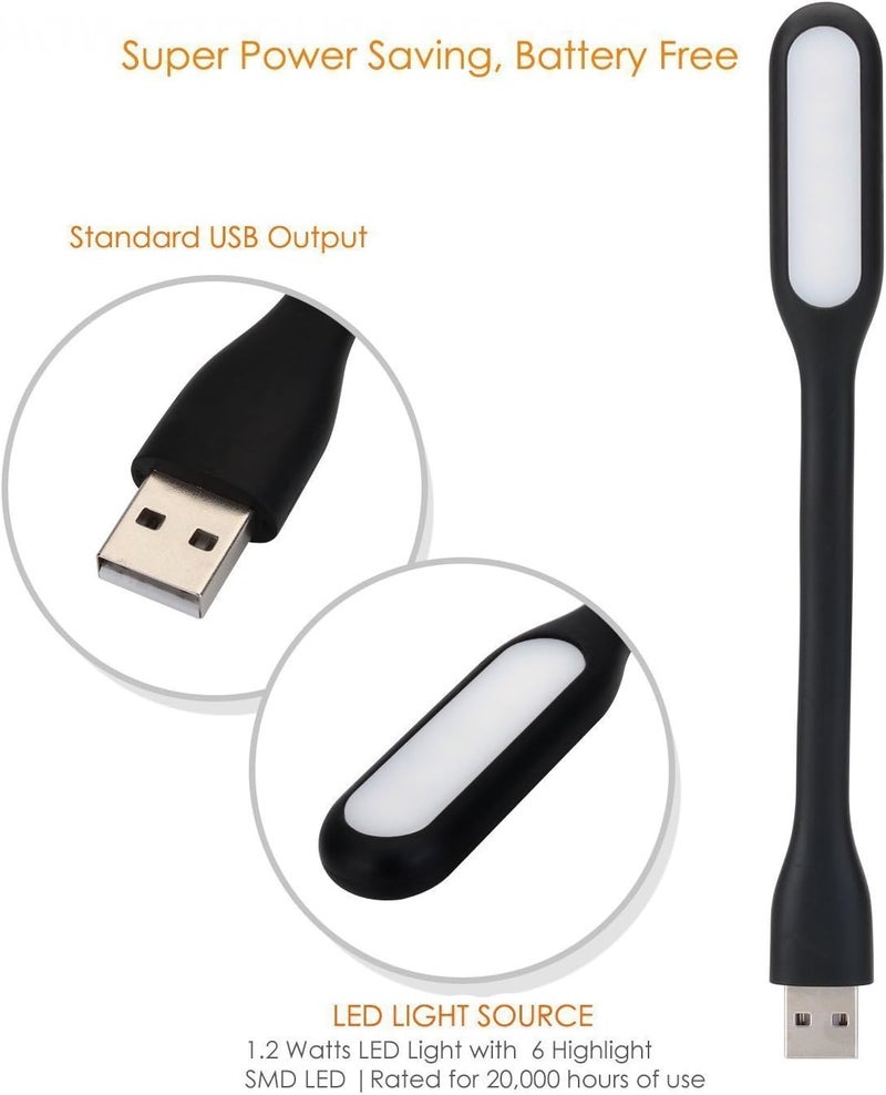 MaiJin Flexible Mini USB LED Lamp for Laptop PC Outdoor Low Consumption Gift Night Book Reading (Black) - Image 3