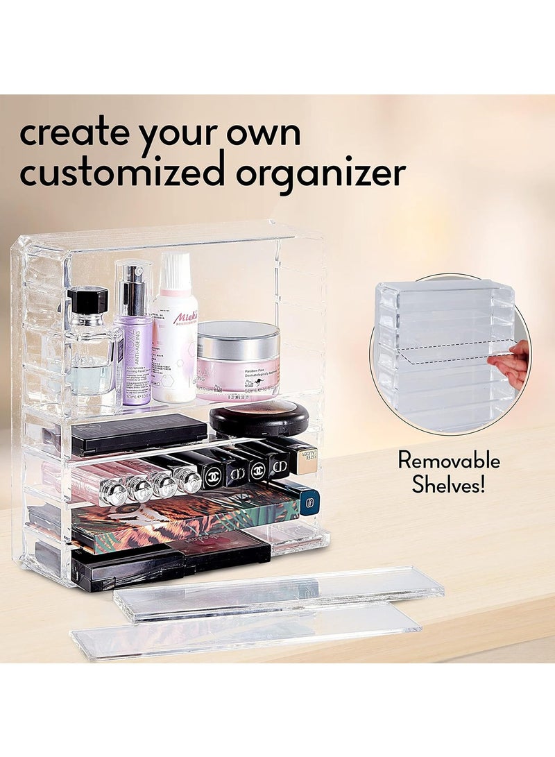 Meetion 1pc Makeup Palette Organizer - Clear Acrylic Storage Box with 8 Spaces for Eyeshadow Palette, Ideal Makeup Organizer for Bathroom Vanity Drawers - Image 4