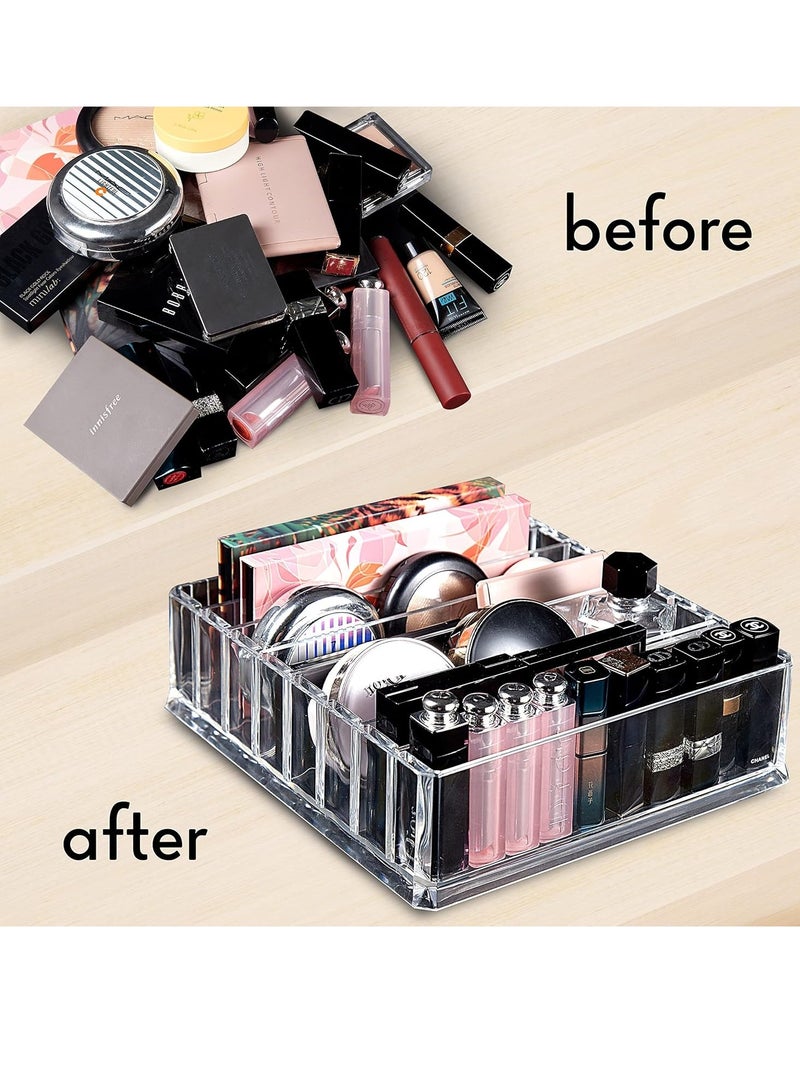 Meetion 1pc Makeup Palette Organizer - Clear Acrylic Storage Box with 8 Spaces for Eyeshadow Palette, Ideal Makeup Organizer for Bathroom Vanity Drawers - Image 3