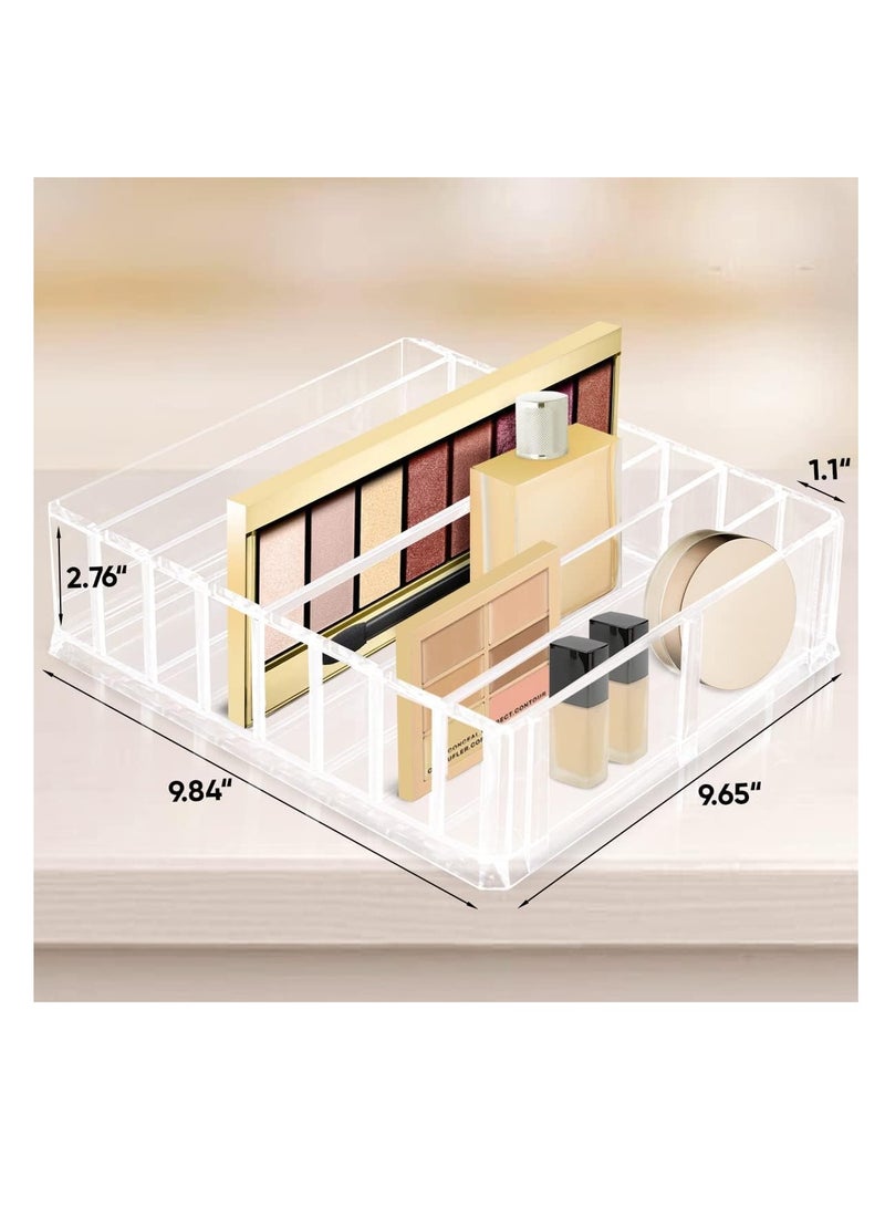 Meetion 1pc Makeup Palette Organizer - Clear Acrylic Storage Box with 8 Spaces for Eyeshadow Palette, Ideal Makeup Organizer for Bathroom Vanity Drawers - Image 2
