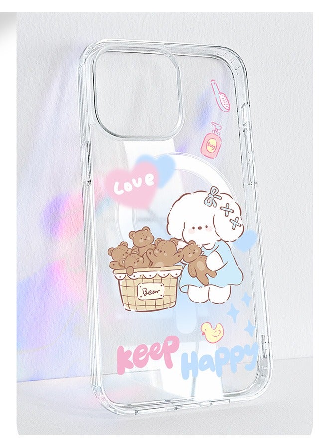 Magnetic Case for iPhone 15 Pro Max, Cute Bear Cartoon Pattern Phone Case,Slim Case Compatible with iPhone 15 Pro Max, TPU material Anti-Scratch Shockproof Protective Phone Fashion Cover Women Girls - Image 5
