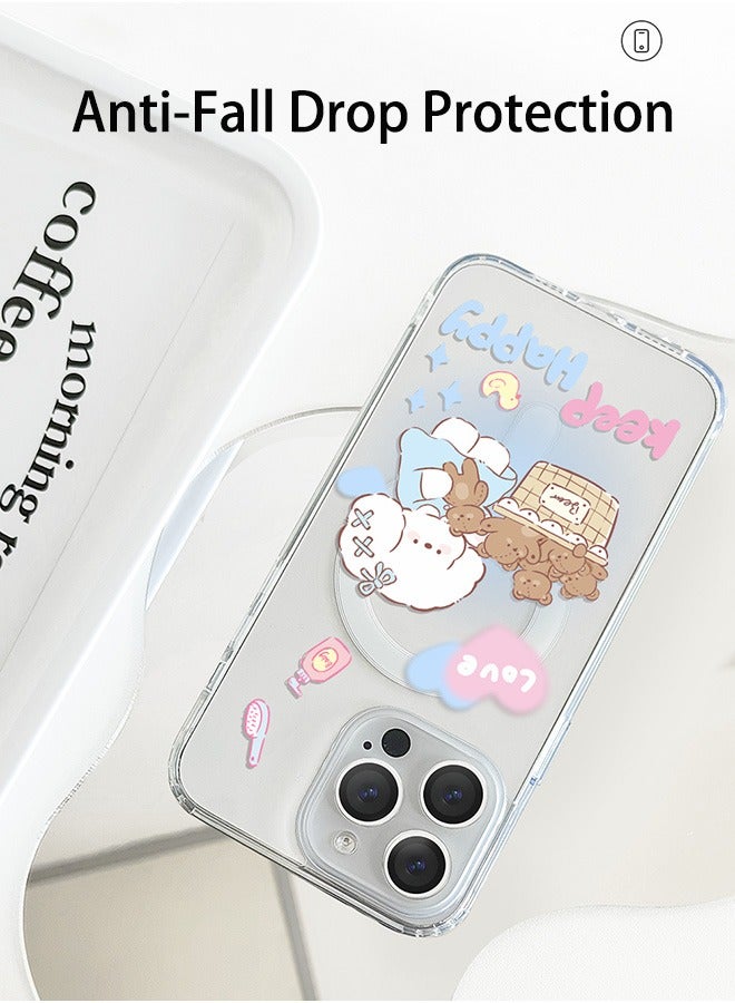 Magnetic Case for iPhone 15 Pro Max, Cute Bear Cartoon Pattern Phone Case,Slim Case Compatible with iPhone 15 Pro Max, TPU material Anti-Scratch Shockproof Protective Phone Fashion Cover Women Girls - Image 4