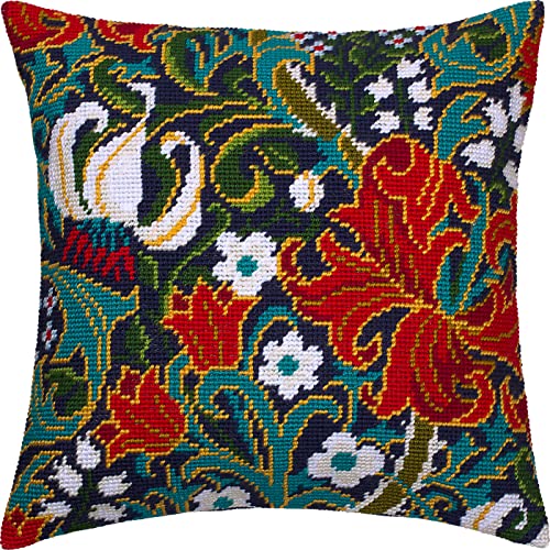 Brvsk Floral Needlepoint Kit for Adults and Beginners — Golden Lily by John Henry Dearle 16″ × 16″ with Clear, Precise Printed Design on Cotton Canvas; Includes 2 Needles, Yarn, and Easy-Read Chart - Image 4
