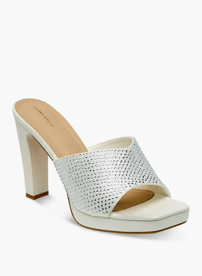 Flora Bella By Shoexpress IVORY Flora Bella Women Block Heel Slide Sandals for Women | Best Price UAE