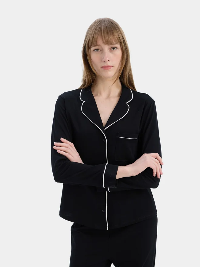 DeFacto DeFacto Contrast Piping Detail Regular Fit Shirt and Pyjama Set