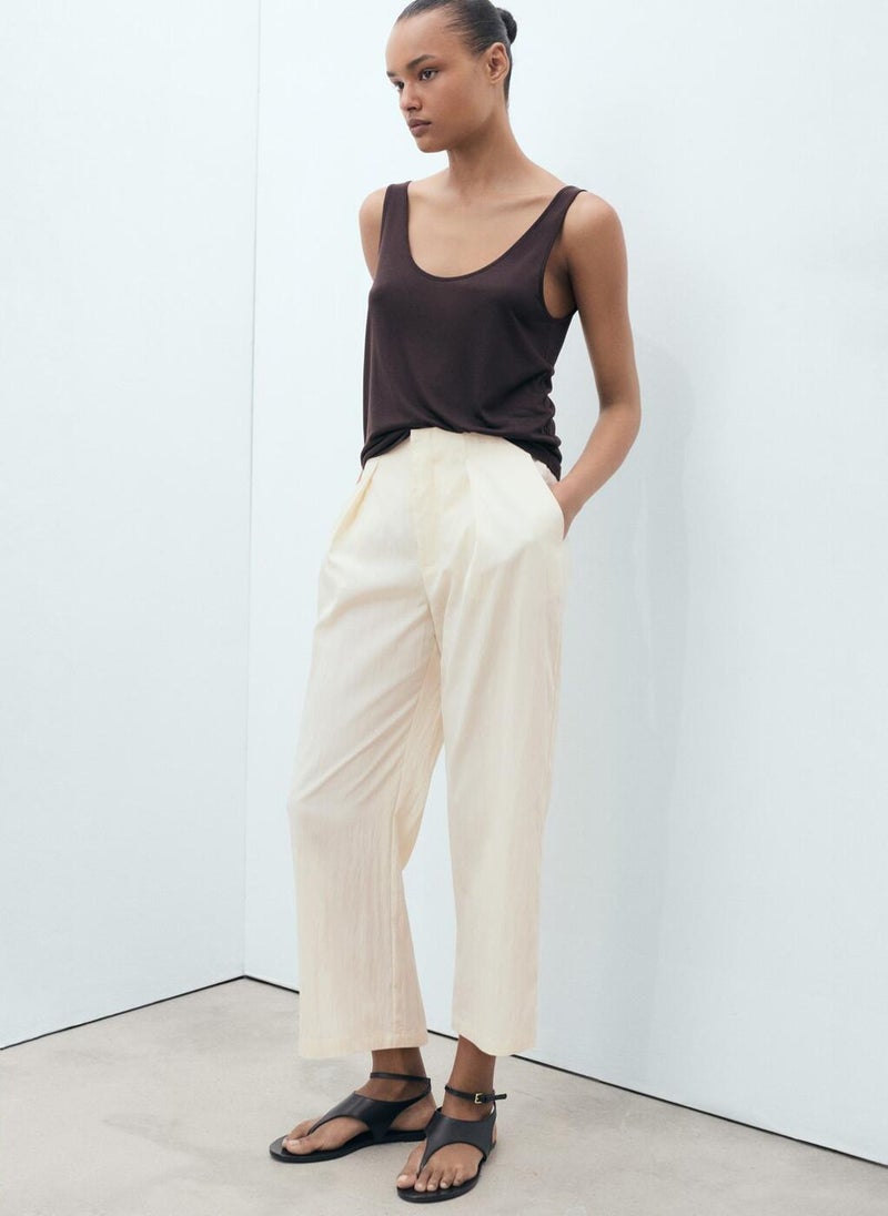 MANGO Flowy Cropped Trousers  - Image 4