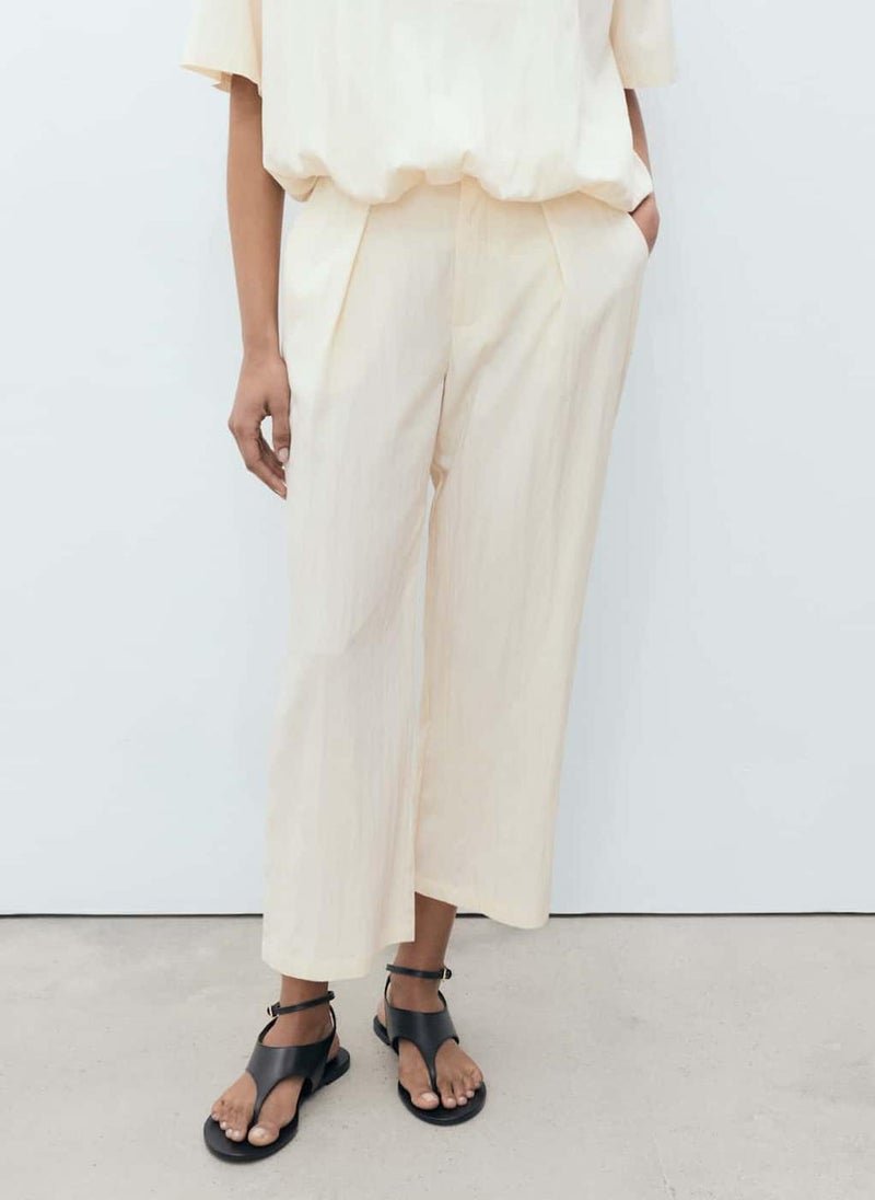 MANGO Flowy Cropped Trousers  - Image 1