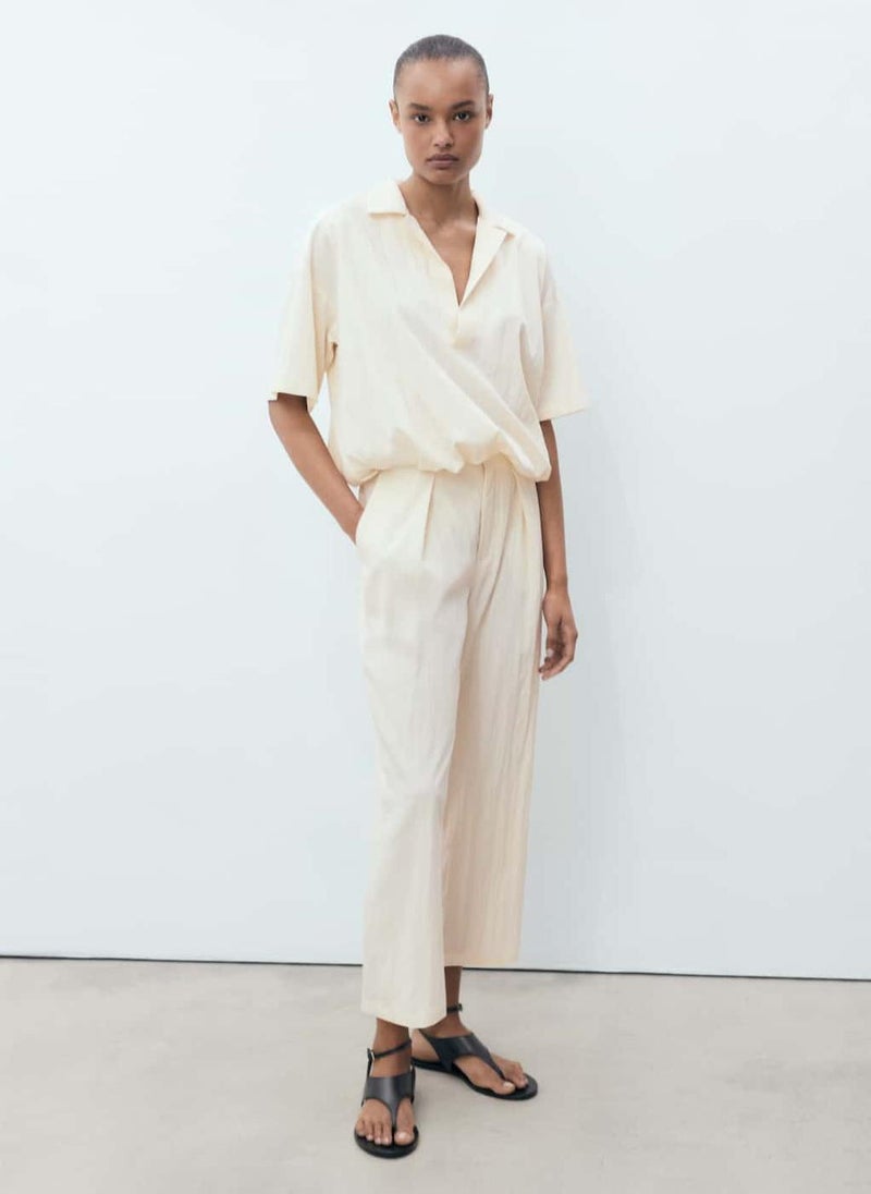 MANGO Flowy Cropped Trousers  - Image 3