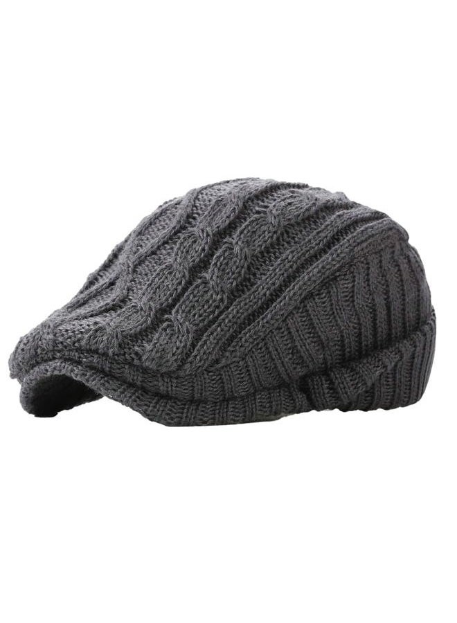 Pocadri Winter Knitted Newsboy Hat for Women Men Vintage Thick Beret Ivy Cap Warm French Style Flap Hats Ear Pretection, Black, One size - Image 4
