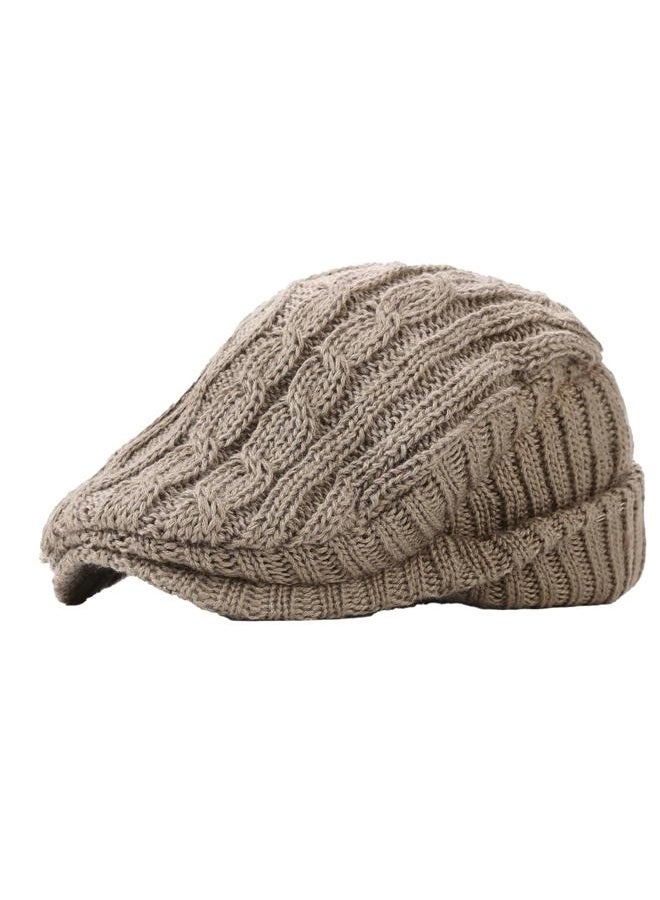 Pocadri Winter Knitted Newsboy Hat for Women Men Vintage Thick Beret Ivy Cap Warm French Style Flap Hats Ear Pretection, Black, One size - Image 3