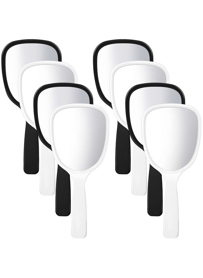 Jetec Small Handheld Hand Mirror Compact Travel Makeup Mirror Handheld Cosmetic Mirror With Handle Personal Mirror Portable Vanity Mirror 3.15 Inch Wide 7.09 Inch Long (Black White8 Pieces)  - Image 1