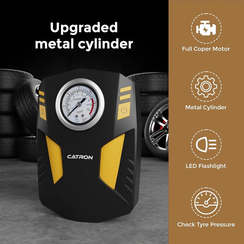 Catron Tyre Inflator for Car - 12V DC, 150 PSI, Portable Air Pump with LED Flashlight - Image 2