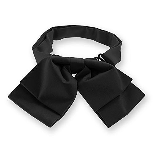 tiemart Solid Color Floppy Bow Tie (Black) - Image 1