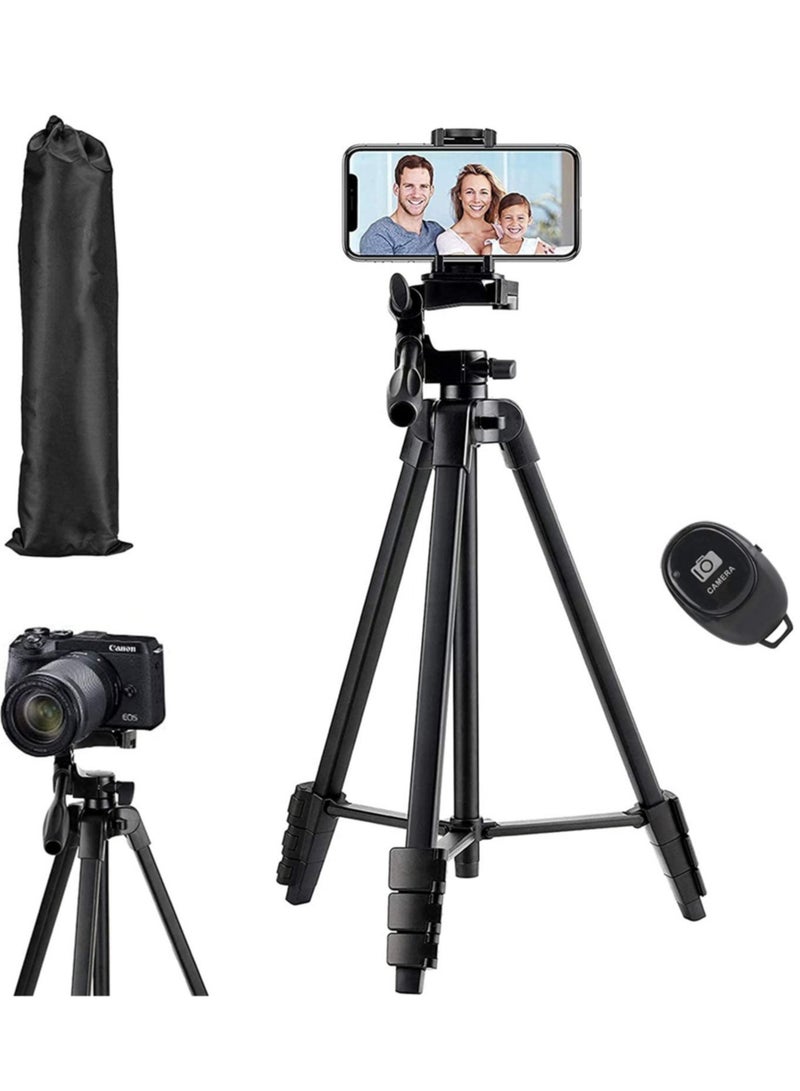 Eocean Flexible Tripod – 136cm Extendable Phone Tripod Stand with Carry Bag, Wireless Remote, Universal Tripod for Video, Selfie, iPhone, Travel Camera - Image 1