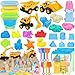 FHOZGECY Beach Toys Sand Toys for Kids Boys and Girls with 3 Construction Vehicles 3 Collapsible Bucket Sand Castle Building Kit Sand Molds Mesh Bag Outdoor Toys for Kids Ages 48 - Image 2