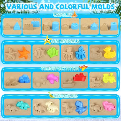 FHOZGECY Beach Toys Sand Toys for Kids Boys and Girls with 3 Construction Vehicles 3 Collapsible Bucket Sand Castle Building Kit Sand Molds Mesh Bag Outdoor Toys for Kids Ages 48 - Image 5