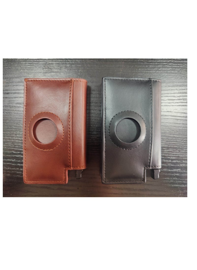KASTWAVE - Men's Wallets, Stylish RFID-Blocked Smart Wallet for Apple Air Tag Integration, Slim, Minimalist Money Holder, Quick Card Access with Push Button (Coffee) - Image 1
