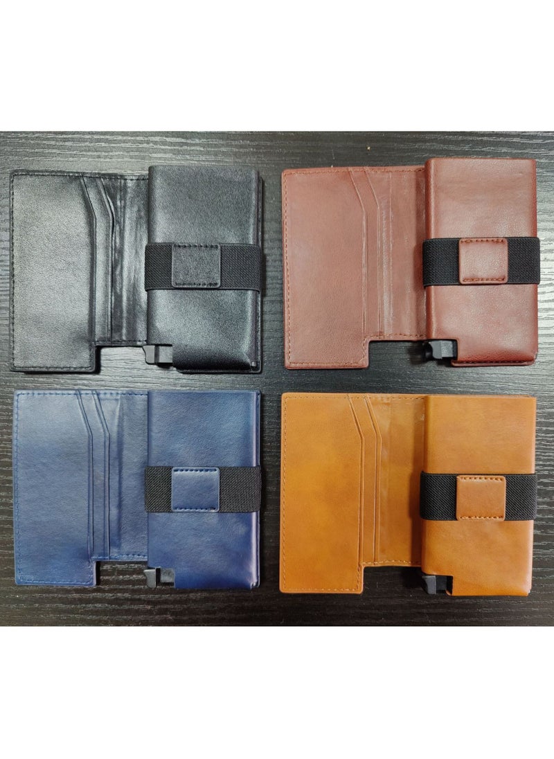 KASTWAVE - Men's Wallets, Stylish RFID-Blocked Smart Wallet for Apple Air Tag Integration, Slim, Minimalist Money Holder, Quick Card Access with Push Button (Coffee) - Image 1