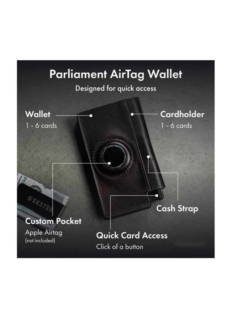 KASTWAVE - Men's Wallets, Stylish RFID-Blocked Smart Wallet for Apple Air Tag Integration, Slim, Minimalist Money Holder, Quick Card Access with Push Button (Coffee) - Image 1