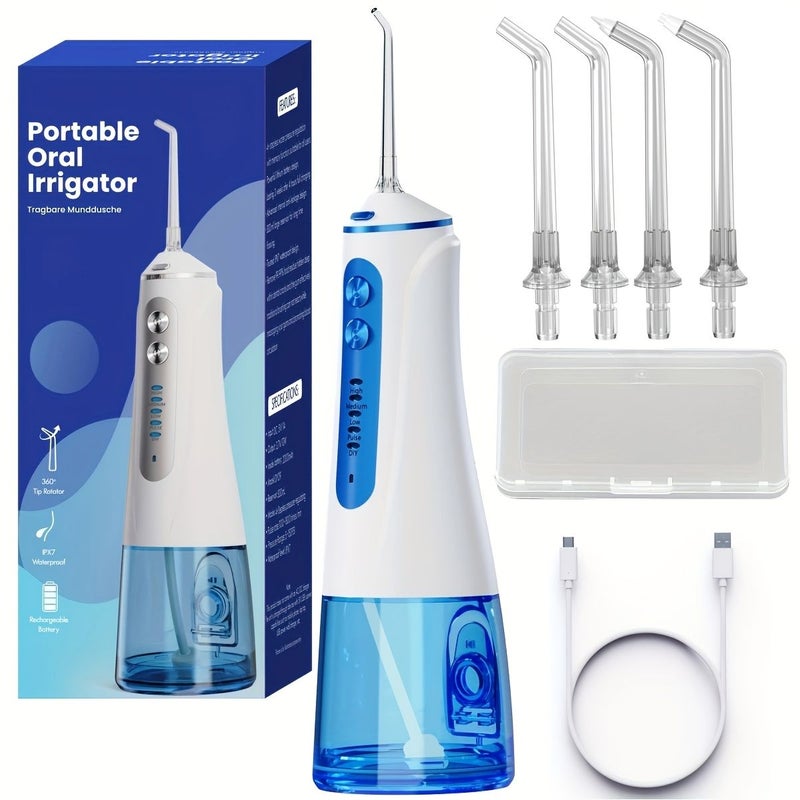 Black Electric Oral Irrigator With 5 Modes 4 Nozzles USB Rechargeable Water Tank - Image 1