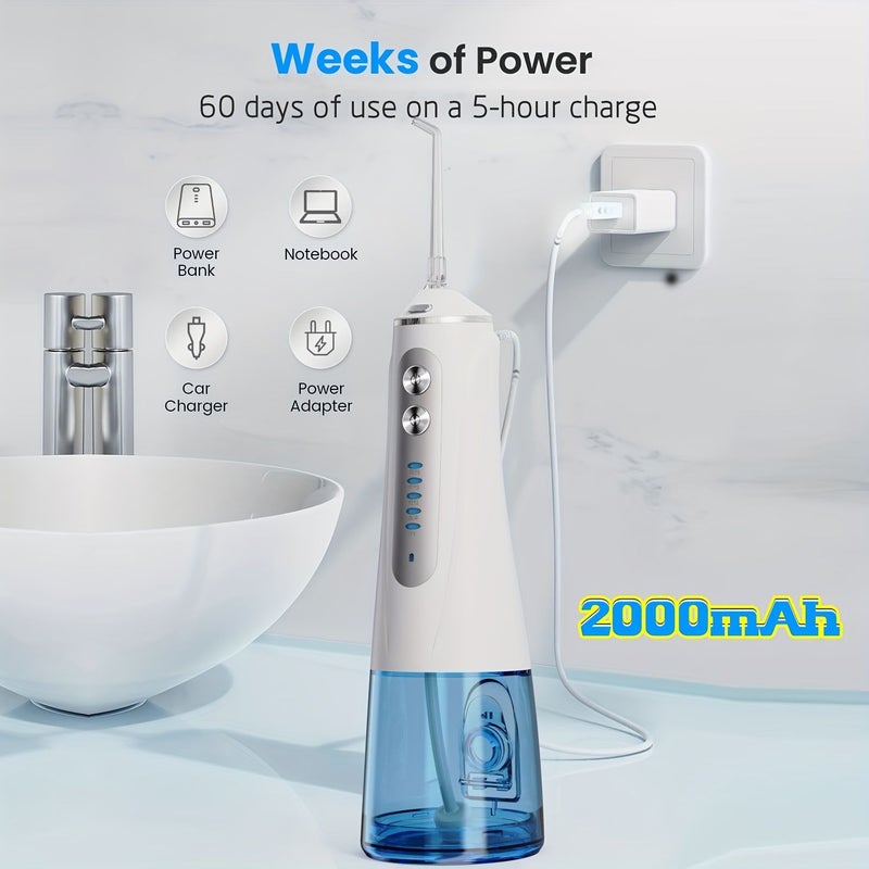 Black Electric Oral Irrigator With 5 Modes 4 Nozzles USB Rechargeable Water Tank - Image 5