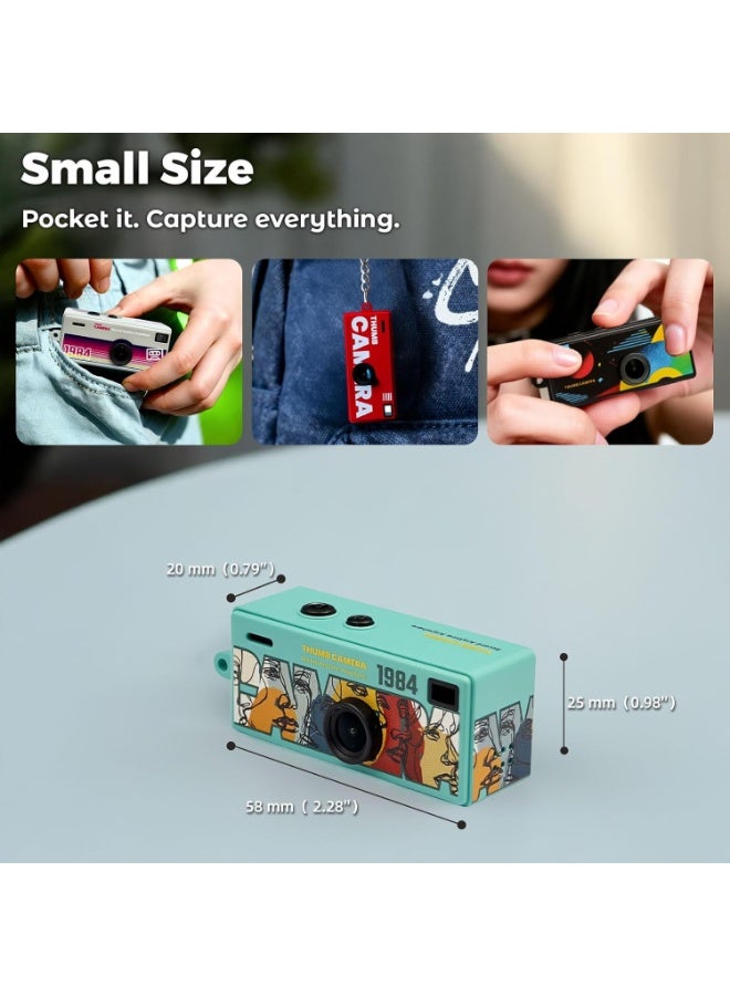 Makrystorm Digital Camera with 0.96 in LCD Screen 1080P 130° Wide Angle Feel of Old 90s Photographs, Keychain Size, Birthday Gifts, Part of an 8-Design Collection（128GB） - Image 4