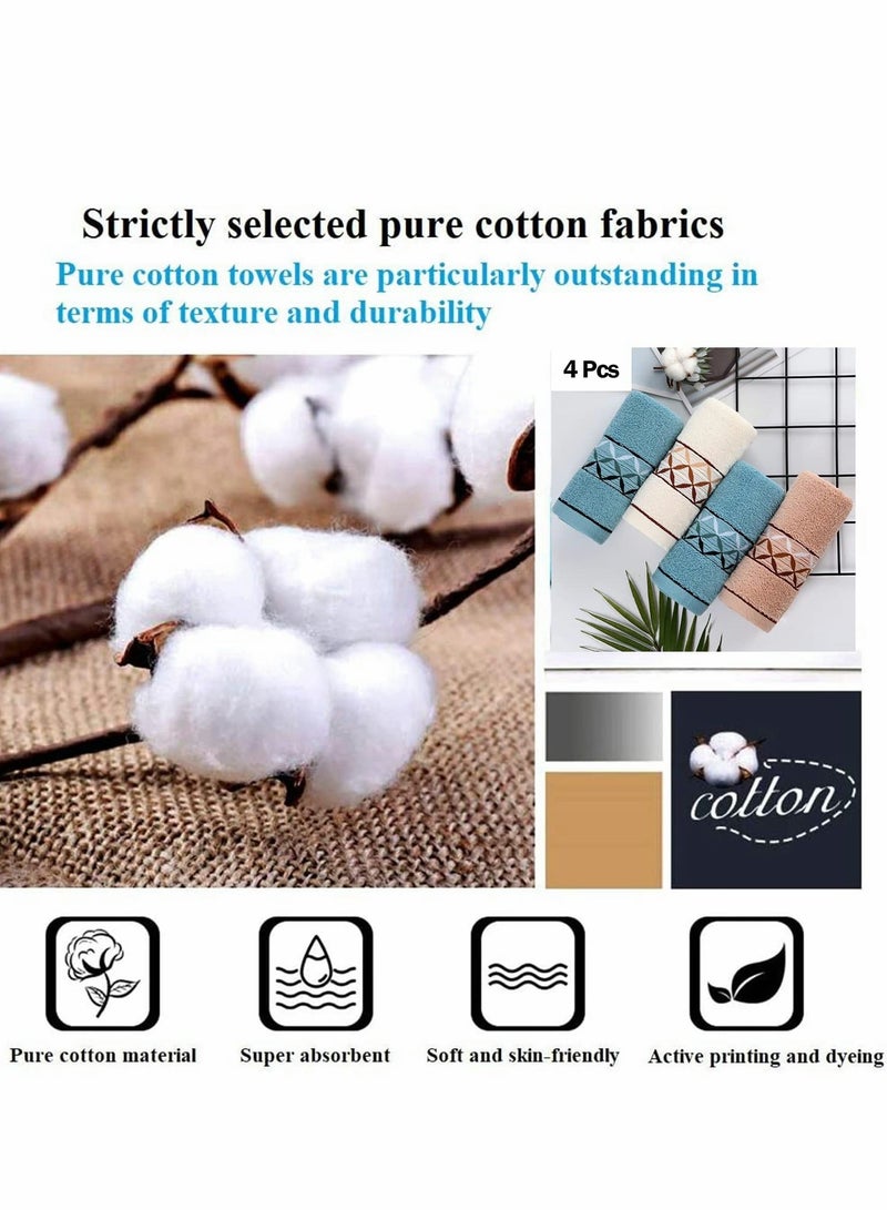 Hand Towels, 4 Pcs 100% Cotton Face Towels Ultra Soft and Highly Absorbent Washcloth Towel - Image 2