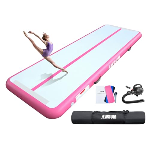 AWSUM Air Gymnastics Mat 10ft/13ft/16ft/20ft/23ft Inflatable Tumble Track mats 4/8 inches Thick tumbling mat with Electric Pump for Home/Gym - Image 1