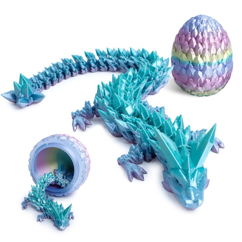 Flavery Gemstone Dragon Egg - 3D Printed Surprise Dino Easter Egg, 12 inch Flexible Crystal Dragon Inside, 3D Printed Gift, Desk Pet Decorï¼ŒEaster Basket Essentials (Mini Rainbow) - Image 1