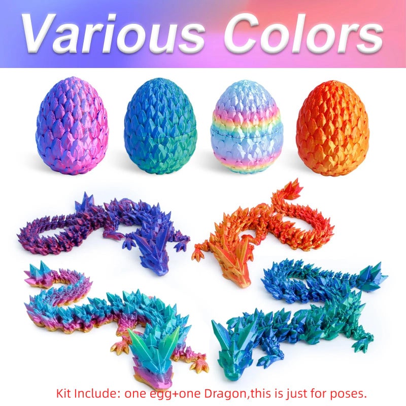 Flavery Gemstone Dragon Egg - 3D Printed Surprise Dino Easter Egg, 12 inch Flexible Crystal Dragon Inside, 3D Printed Gift, Desk Pet Decorï¼ŒEaster Basket Essentials (Mini Rainbow) - Image 5