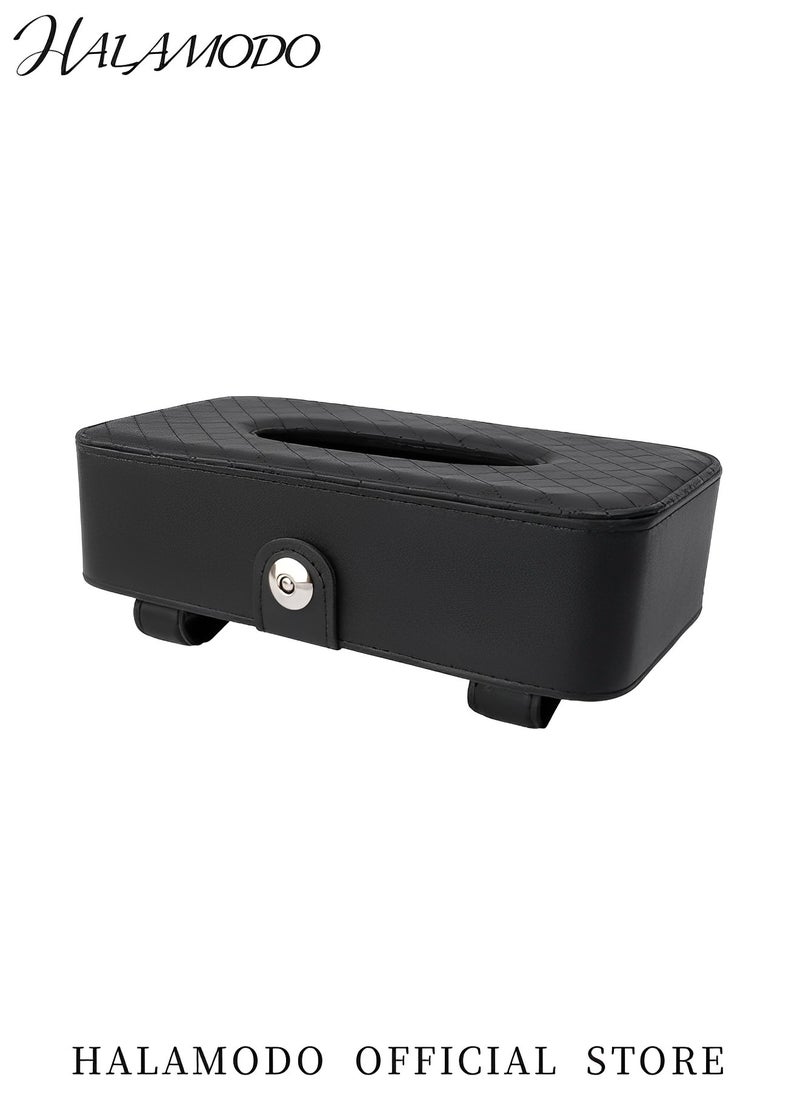 HALAMODO Car Tissue Holder Solid Color Tissues Box Cover Premium Leather Tissue Holder Auto Visor Tissue Case Holder Hanging Paper Storage Rectangle Napkin Holder Car Accessories  - Image 2