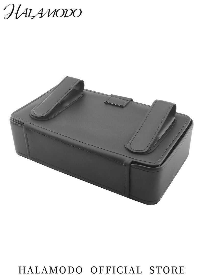 HALAMODO Car Tissue Holder Solid Color Tissues Box Cover Premium Leather Tissue Holder Auto Visor Tissue Case Holder Hanging Paper Storage Rectangle Napkin Holder Car Accessories  - Image 3