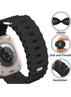 Generic Apple Watch Ocean Band 49mm 45mm 44mm 42mm Soft Silicone Black  - Image 1