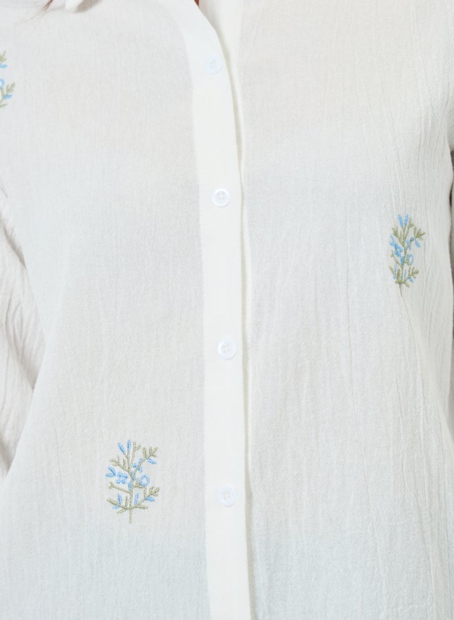Styli Women White Embroidered Regular Shirt - Image 4