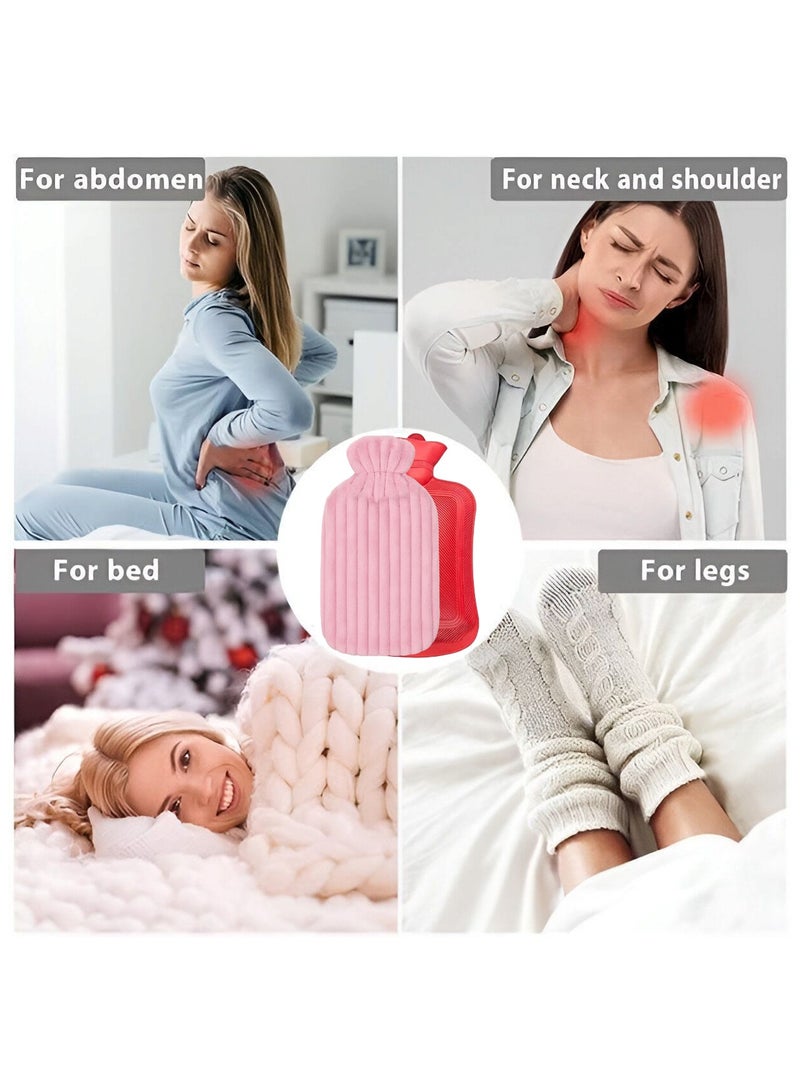 VENDIX VENDIX Hot Water Bag with Strong Fluffy Cover, BPA Free Hot Water Bottle For Muscle Pain And Feet Warmer Menstrual Cramps Hot Compress And Cold Therapy (Pink)  - Image 2