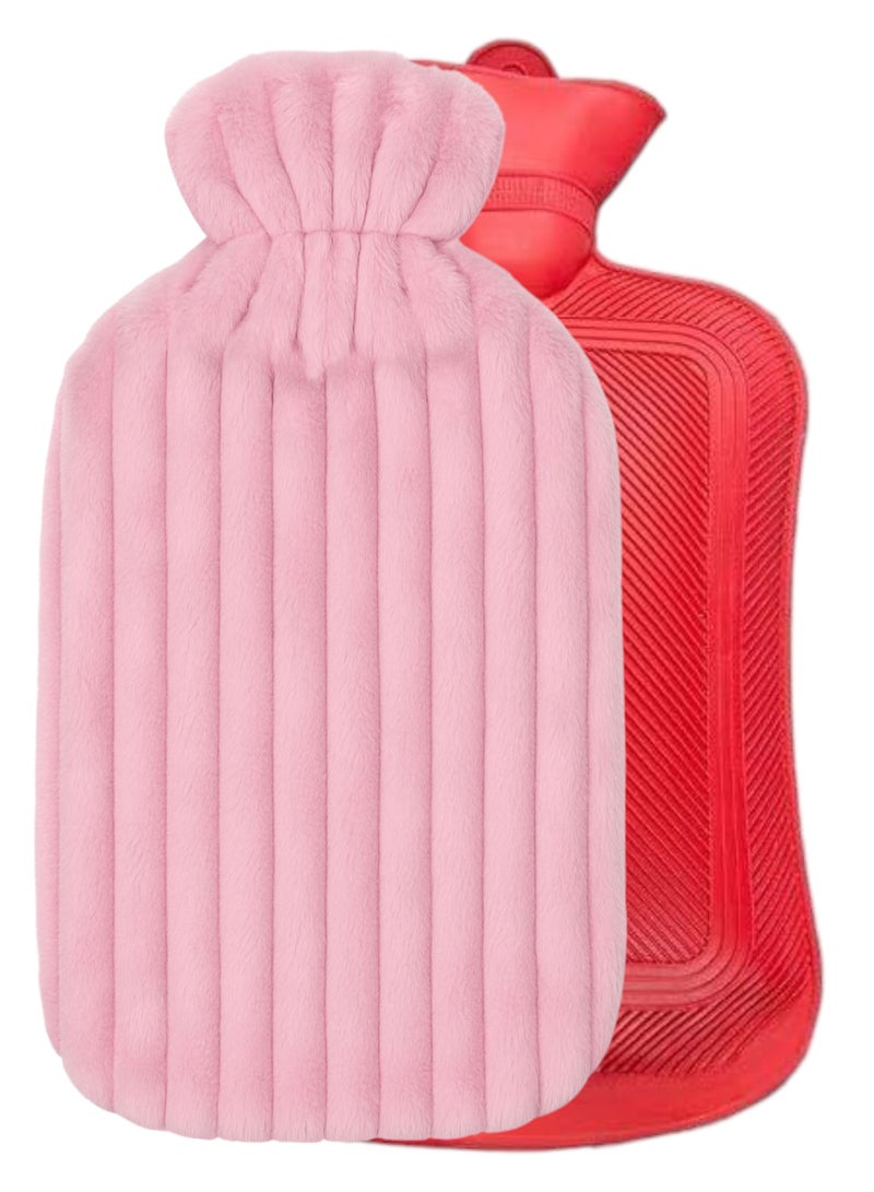 VENDIX VENDIX Hot Water Bag with Strong Fluffy Cover, BPA Free Hot Water Bottle For Muscle Pain And Feet Warmer Menstrual Cramps Hot Compress And Cold Therapy (Pink)  - Image 1