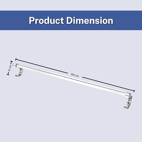 GLOXY ENTERPRISE Stainless Steel 24 Inch Towel Rod with 2 Hook to Hang Loofah/Towel Rod for Bathroom, Towel Racks, Towel Bar Rail, Bathroom Hanger, Towel Stand, Bathroom Accessories and Fittings - Image 2