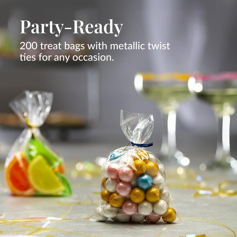 200 Pack Clear Cellophane Bags for Favors - 6x10 Inch with Twist Ties - Image 2