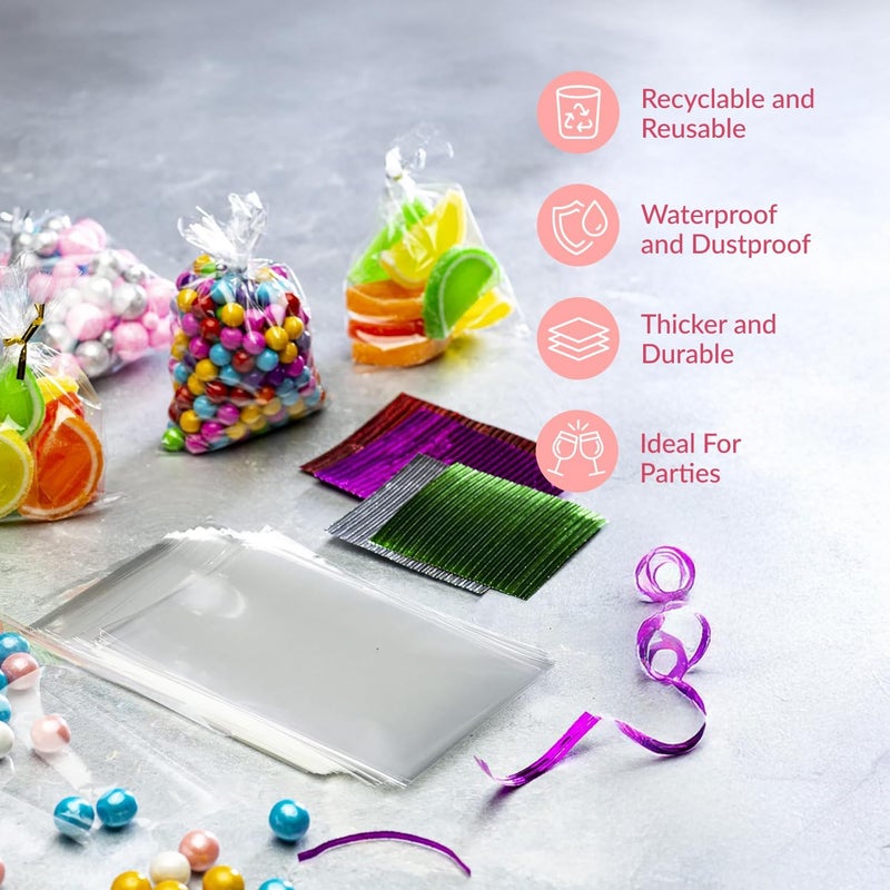 200 Pack Clear Cellophane Bags for Favors - 6x10 Inch with Twist Ties - Image 5
