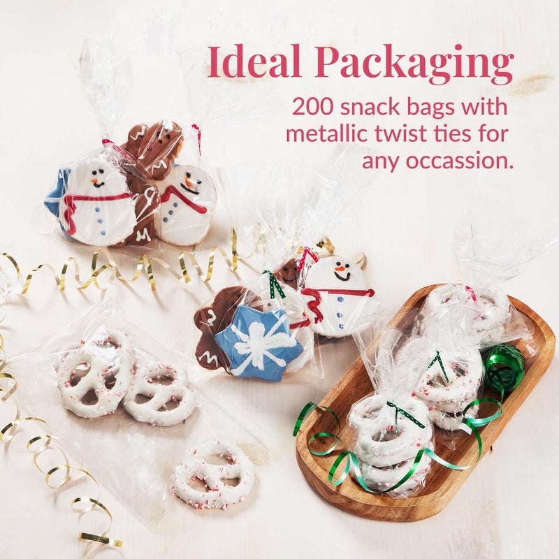 200 Pack Clear Cellophane Bags for Favors - 6x10 Inch with Twist Ties - Image 4