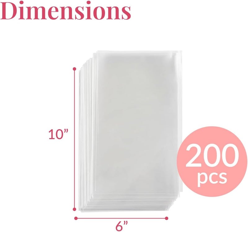200 Pack Clear Cellophane Bags for Favors - 6x10 Inch with Twist Ties - Image 3