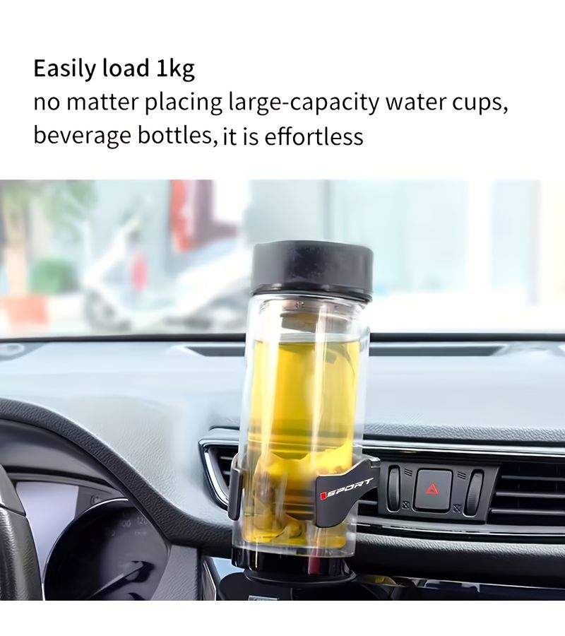 Black Sporty Style Car Cup Holder For Air Conditioning Vents With Adjustable Support Rod Non Slip Design Holds Ashtrays Coffee Cups Water Bottles Compatible With Most Cars - Image 4