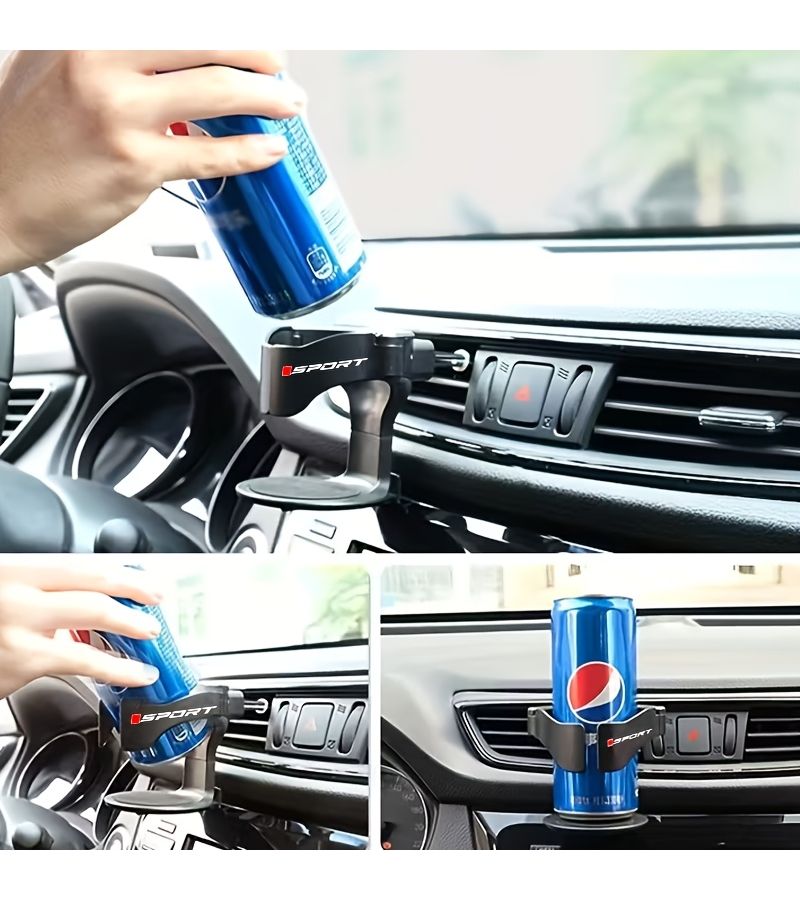 Black Sporty Style Car Cup Holder For Air Conditioning Vents With Adjustable Support Rod Non Slip Design Holds Ashtrays Coffee Cups Water Bottles Compatible With Most Cars - Image 3
