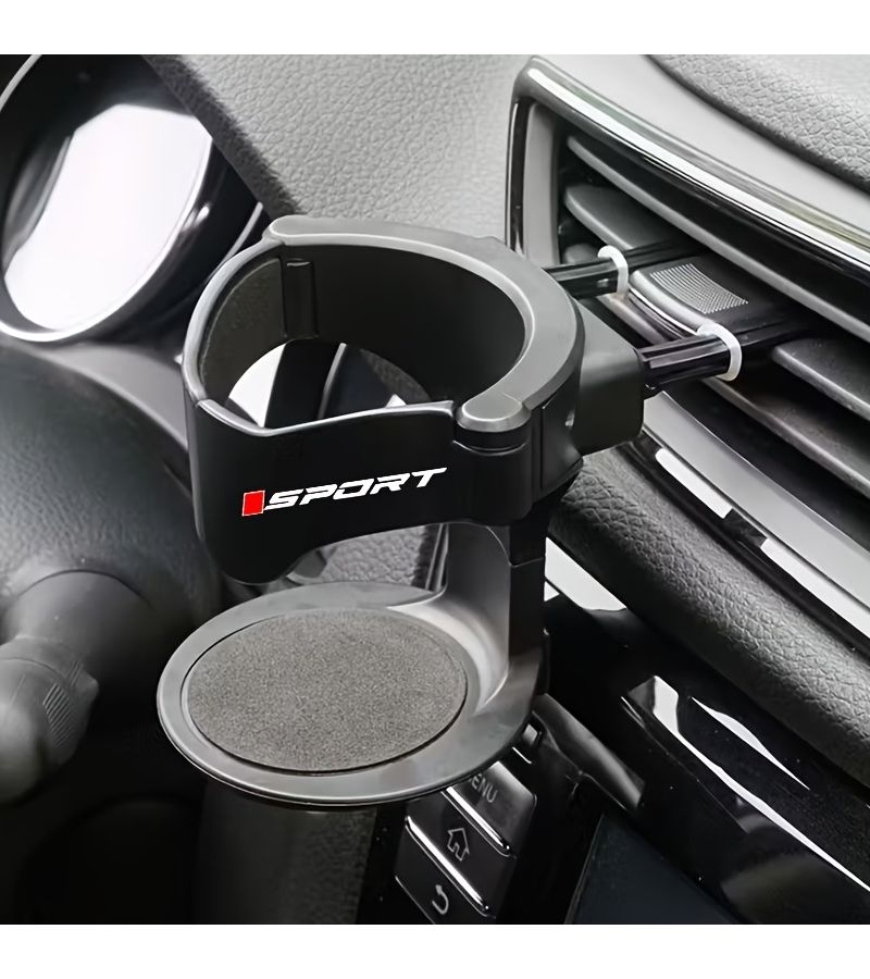 Black Sporty Style Car Cup Holder For Air Conditioning Vents With Adjustable Support Rod Non Slip Design Holds Ashtrays Coffee Cups Water Bottles Compatible With Most Cars - Image 1