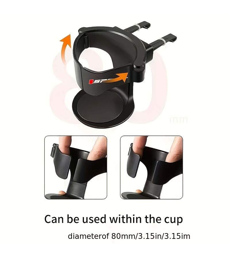 Black Sporty Style Car Cup Holder For Air Conditioning Vents With Adjustable Support Rod Non Slip Design Holds Ashtrays Coffee Cups Water Bottles Compatible With Most Cars - Image 5