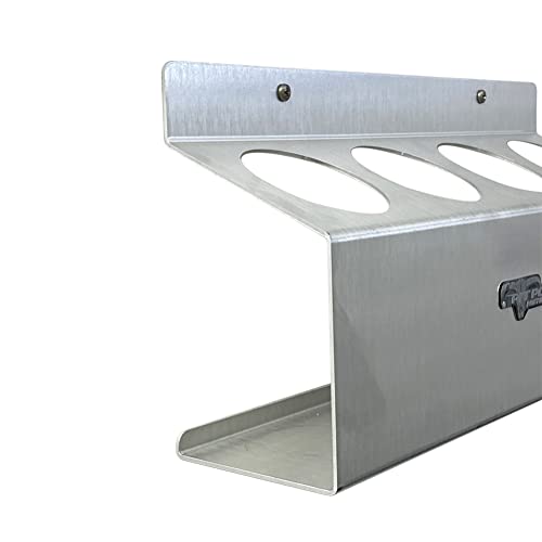 Pit Posse 303 Four Bottle Aerosol Spray Can Rack Shelf Holder 15.5" Caddy - Made in USA - Aluminum Enclosed Trailer Shop Garage Storage Organizer - Mounting Hardware Included (Silver) - Image 4