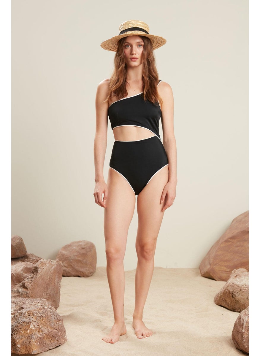 Manuka - Piping Detailed Swimsuit Black - Image 1