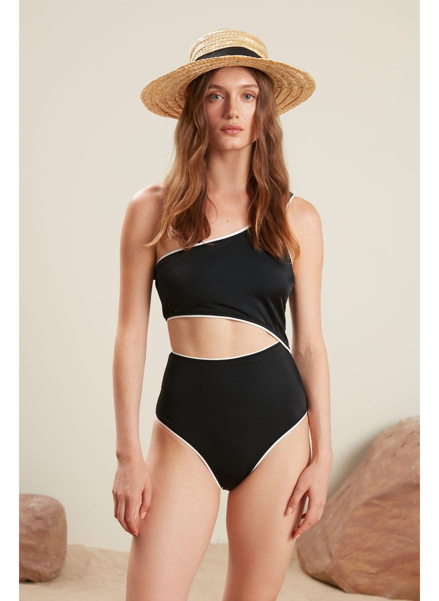 Manuka - Piping Detailed Swimsuit Black - Image 1
