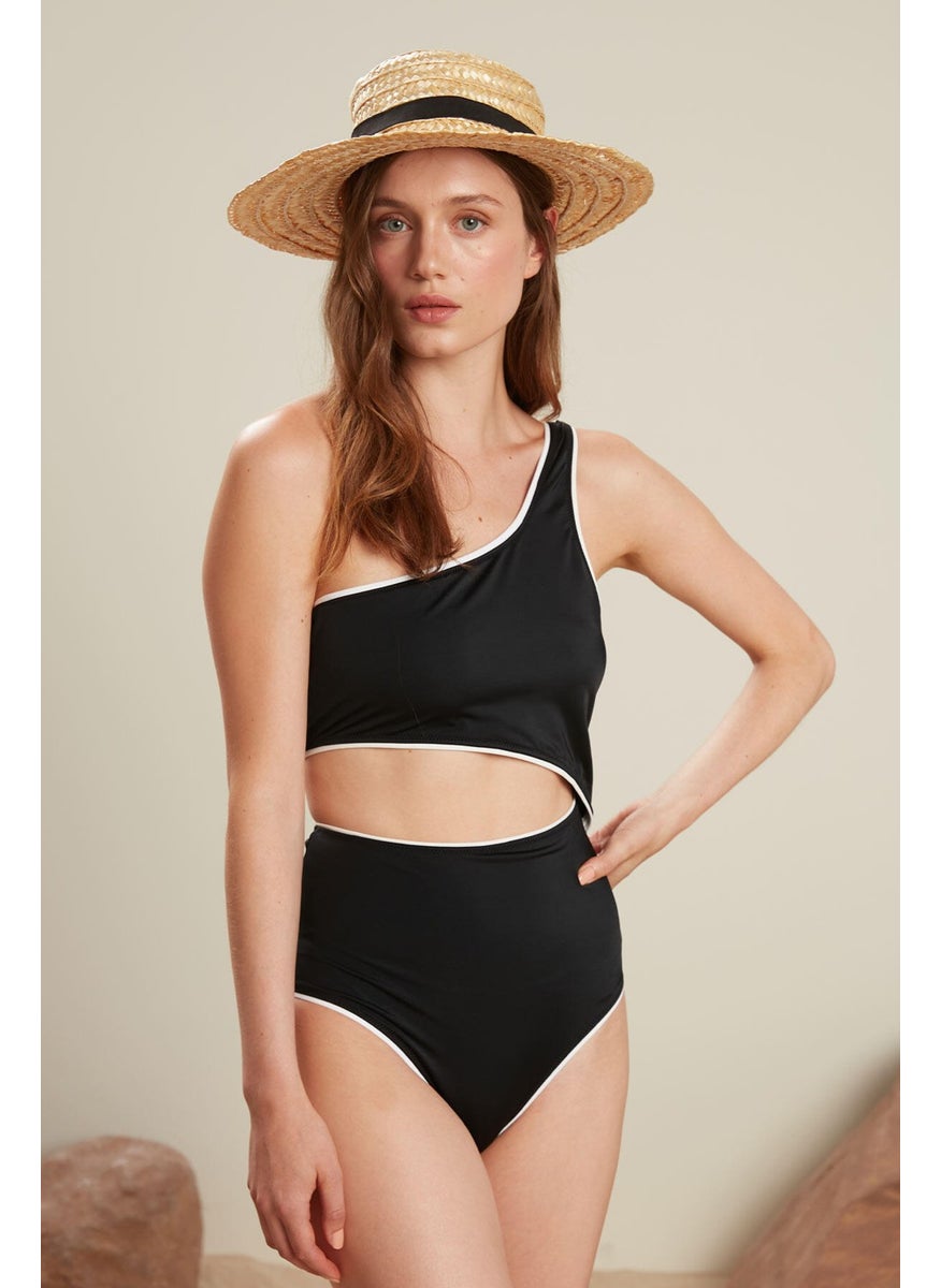 Manuka - Piping Detailed Swimsuit Black - Image 1